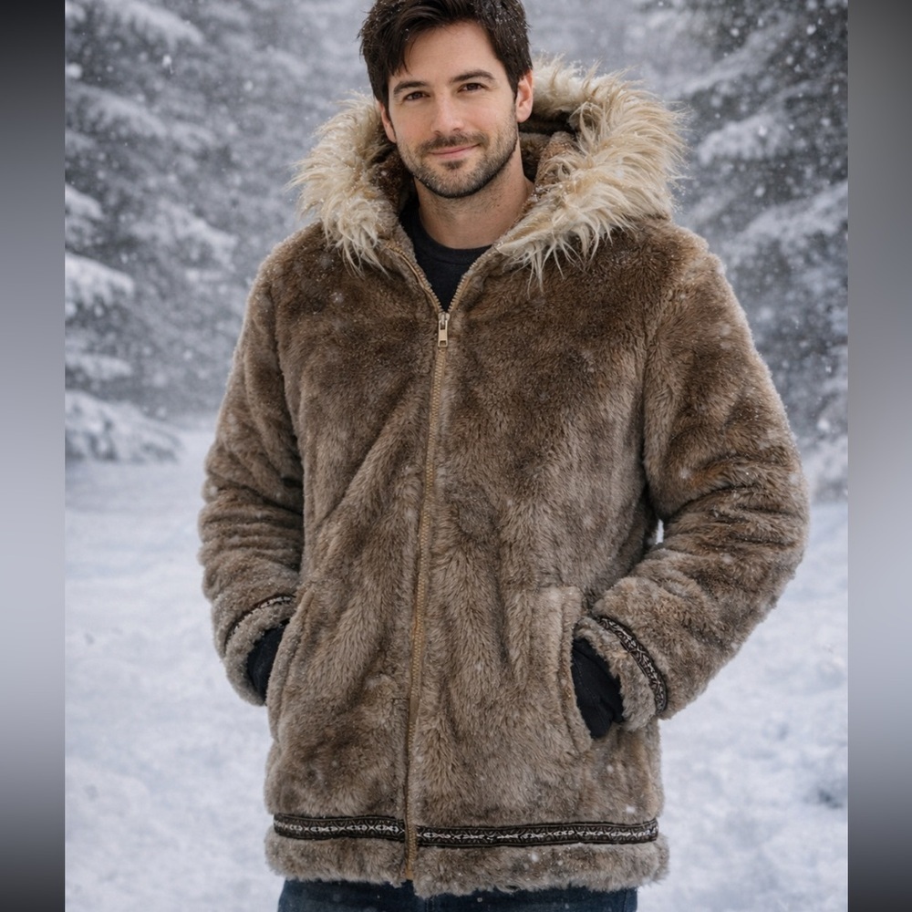 EXCELLENT CONDITION SMALL/MED VINTAGE HANSA-BRANTA STEARNS FAUX FUR ANORAK PARKA